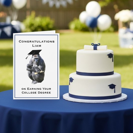 Personalized Congratulations Degree Funny Gorilla Kaart