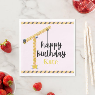 Personalized Construction Birthday Napkins Servet