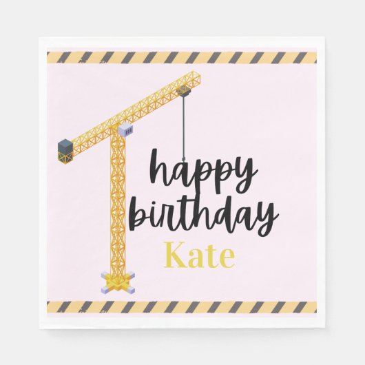 Personalized Construction Birthday Napkins Servet (Voorkant)