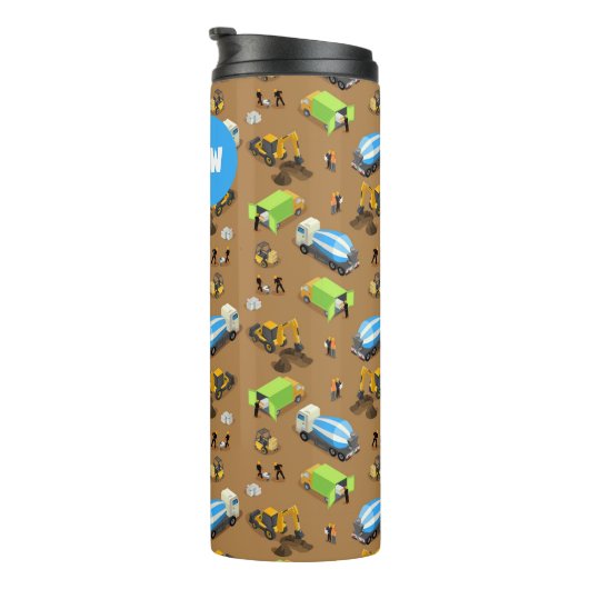 Personalized Construction Vehicles & Workers Thermosbeker (Geroteerd rechts)