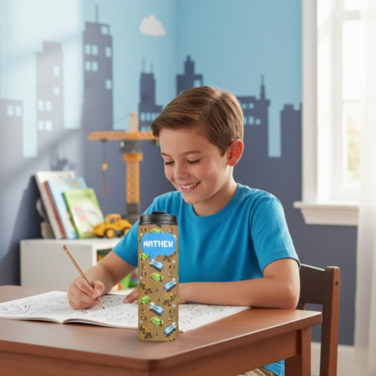 Personalized Construction Vehicles & Workers Thermosbeker