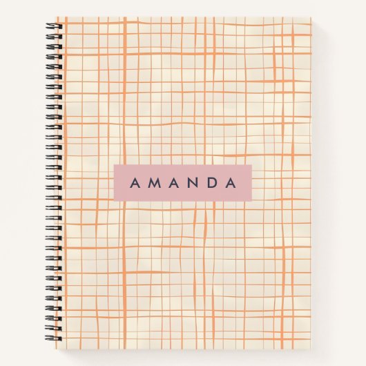 Personalized Contemporary Peach Line Art Notitieboek (Voorkant)