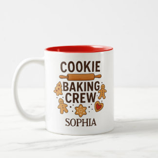 Personalized Cookie Baking Crew – Custom Name Tweekleurige Koffiemok