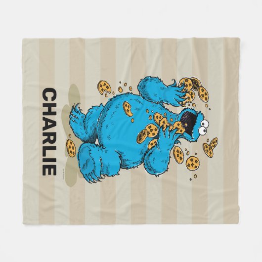 Personalized Cookie Monster Crazy Cookies Fleece (Voorkant (Horizontaal))