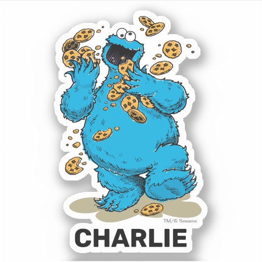 Personalized Cookie Monster Crazy Cookies Sticker (Voorkant)