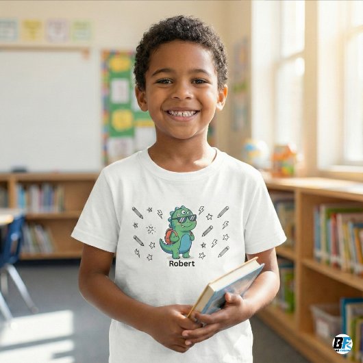 Personalized Cool Dinosaur Monster Back to School T-shirt