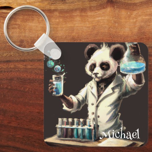 PERSONALIZED COOL PANDA DRANKJE MAKER SLEUTELHANGE SLEUTELHANGER (Voorkant)