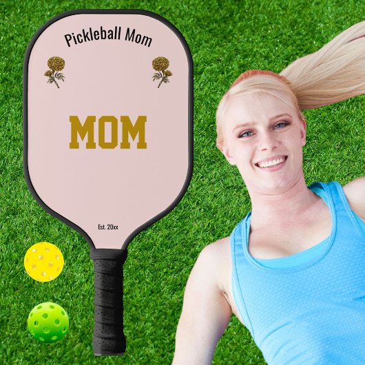 Personalized Cool Pink Elegant Pickleball Mom Gift Paddle