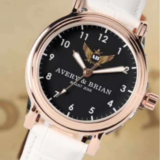 Personalized copule names initials and monogram horloge