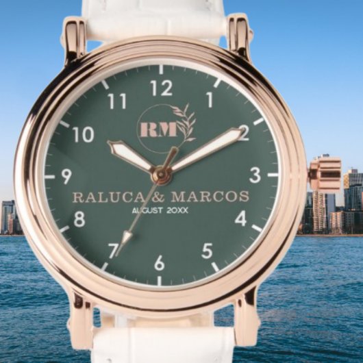 Personalized copule names minimal monogram horloge