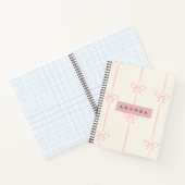Personalized Coquette Blush Pink Bow Ribbon  Notitieboek (Binnen)