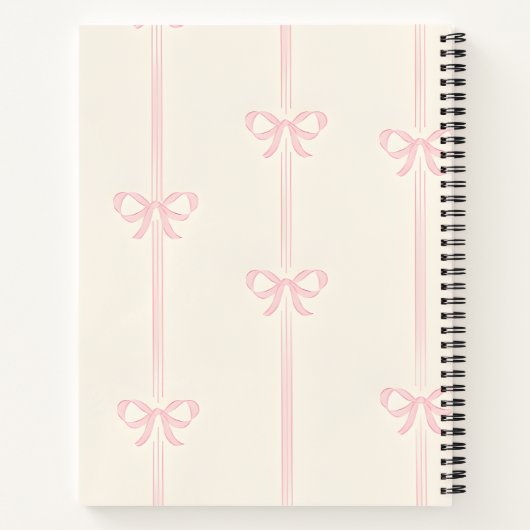 Personalized Coquette Blush Pink Bow Ribbon Notitieboek (Achterkant)
