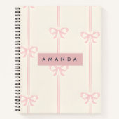Personalized Coquette Blush Pink Bow Ribbon Notitieboek (Voorkant)