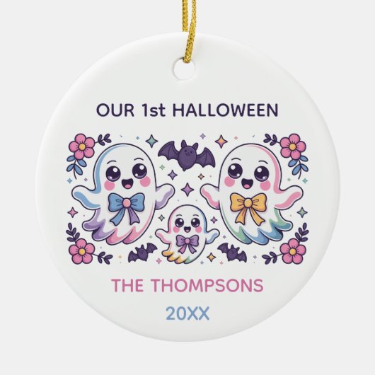 Personalized Coquette Boo - Halloween Keramisch Ornament (Voorkant)