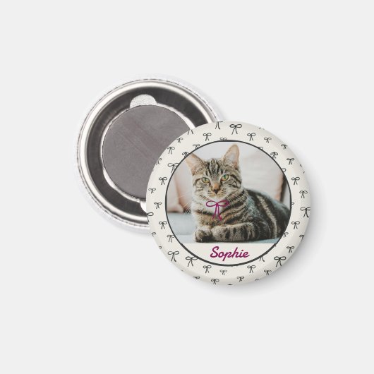 Personalized Coquette Bow Pet Photo Magnet (Voorkant / Achterkant)