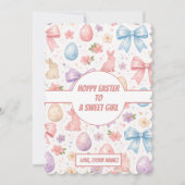 Personalized Coquette Bunny & Pink Bow Easter Feestdagenkaart (Voorkant)