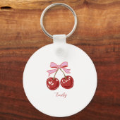 Personalized Coquette Cherry Bow Name  Sleutelhanger (Achterkant)