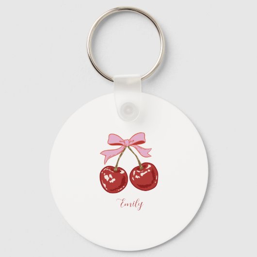 Personalized Coquette Cherry Bow Name  Sleutelhanger (Achterkant)