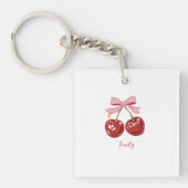 Personalized Coquette Cherry Bow Name  Sleutelhanger (voorkant)
