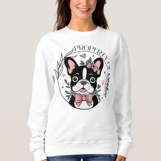 Personalized Coquette Hand Drawn French Bulldog Trui (Voorkant)