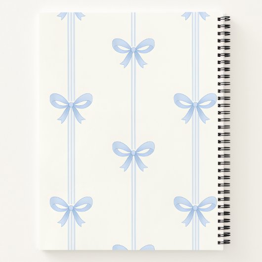 Personalized Coquette Pastel Soft Blue Ribbon Bow  Notitieboek (Achterkant)