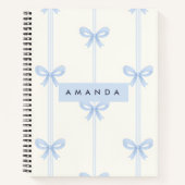 Personalized Coquette Pastel Soft Blue Ribbon Bow  Notitieboek (Voorkant)