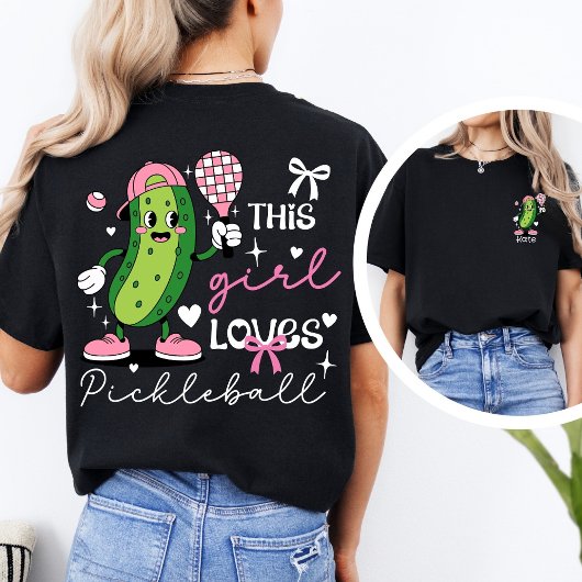 Personalized Coquette Pickleball Girl Cute Pickle T-shirt