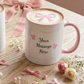 Personalized Coquette Pink Bow Coffee Mug Mok