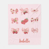Personalized Coquette Strawberry & Bow  Fleece Bla (Voorkant)