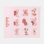 Personalized Coquette Strawberry & Bow  Fleece Bla (Voorkant (Horizontaal))