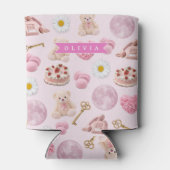 Personalized Coquette Teddy Bear Pink Aesthetic Blikjeskoeler (Achterkant)