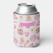 Personalized Coquette Teddy Bear Pink Aesthetic Blikjeskoeler (Blikje Achterkant)