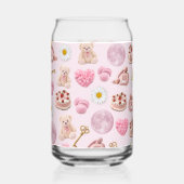 Personalized Coquette Teddy Bear Pink Aesthetic Blikvorm Glas (Achterkant)