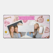 Personalized Coquette Teddy Bear Pink Aesthetic Bureaumat (Keyboard & Muis)