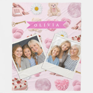 Personalized Coquette Teddy Bear Pink Aesthetic Fleece Deken