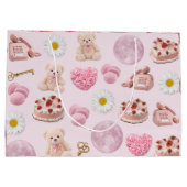 Personalized Coquette Teddy Bear Pink Aesthetic Groot Cadeauzakje (Achterkant)