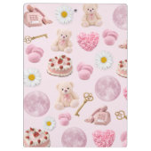 Personalized Coquette Teddy Bear Pink Aesthetic Klembord (Achterkant)