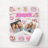 Personalized Coquette Teddy Bear Pink Aesthetic Muismat (Met muis)