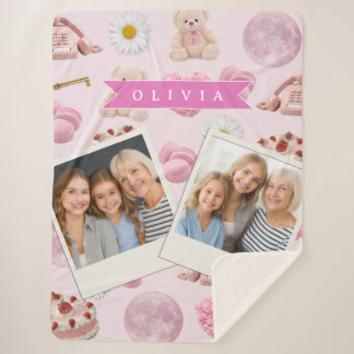 Personalized Coquette Teddy Bear Pink Aesthetic Sherpa Deken