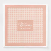 Personalized Coral Plaid Napkins Chic Table Style Servet (Voorkant)