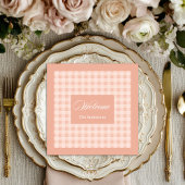 Personalized Coral Plaid Napkins Chic Table Style Servet