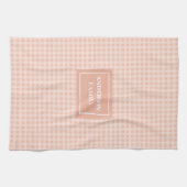 Personalized Coral Plaid Towel Chic Kitchen Style Theedoek (Horizontaal)