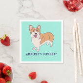 Personalized Corgi Dog Birthday Party Paper Napkin Servet (Insitu)