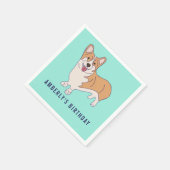 Personalized Corgi Dog Birthday Party Paper Napkin Servet (Hoek)