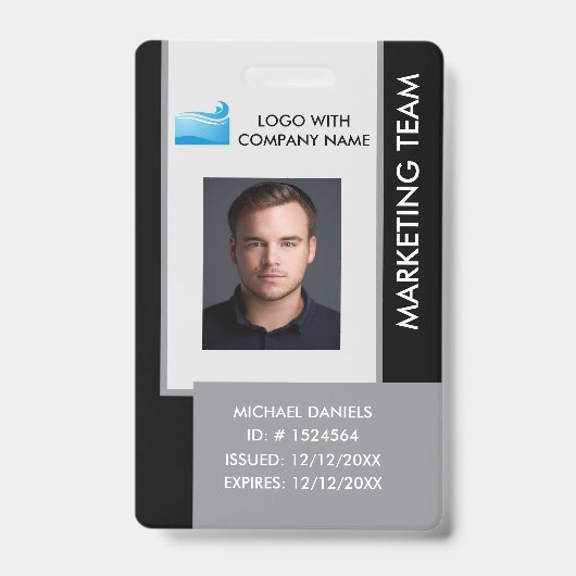 Personalized Corporate Employee ID Badge black (Voorkant)