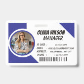 Personalized Corporate Employee ID Badge Blue (Voorkant)
