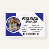 Personalized Corporate Employee ID Badge Blue (Voorkant)