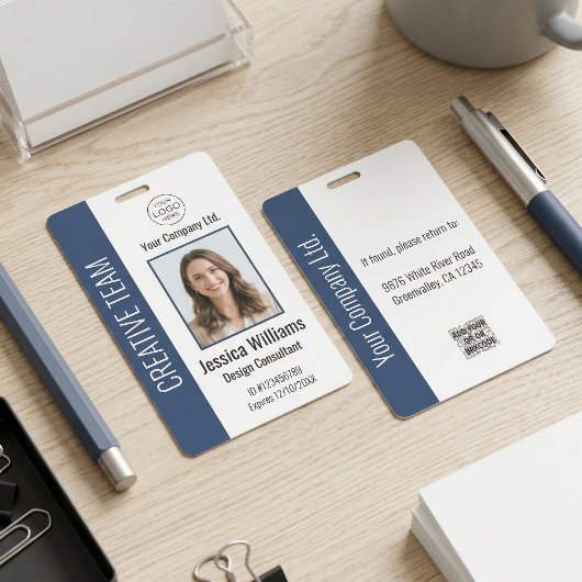 Personalized Corporate Employee ID Badge Blue
