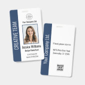 Personalized Corporate Employee ID Badge Blue (Voor- en achterkant)