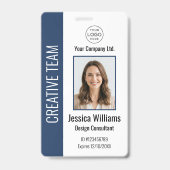 Personalized Corporate Employee ID Badge Blue (Voorzijde)